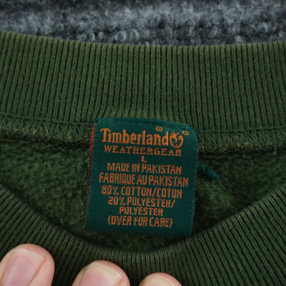 Timberland Sweatshirt Mens L Green Vintage 90s Weathergear Embroidered Logo - Picture 4 of 9